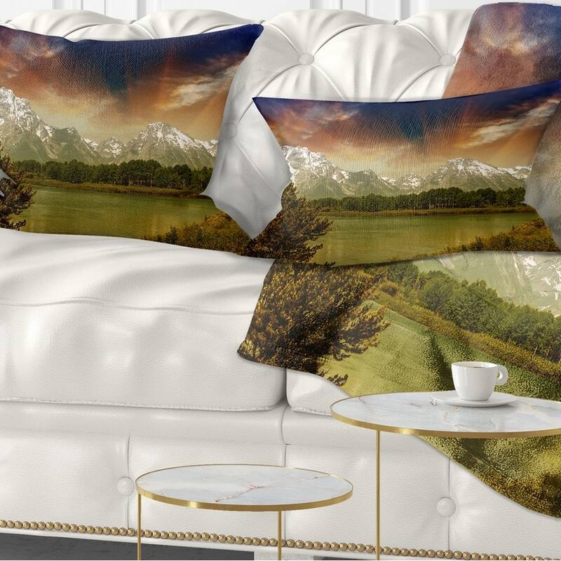Designart 'Grand Teton National Park' Landscape Printed Throw Pillow - Rectangle - 12 in. x 20 in. - Medium