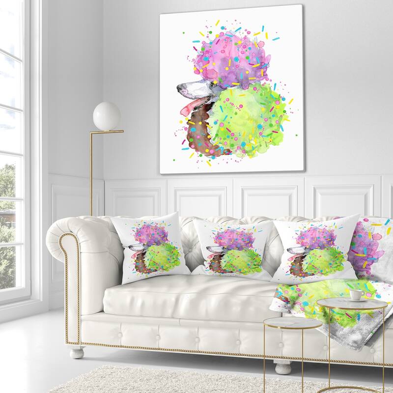 Designart 'Cute Brown Dog with Color Spheres' Contemporary Animal Throw Pillow