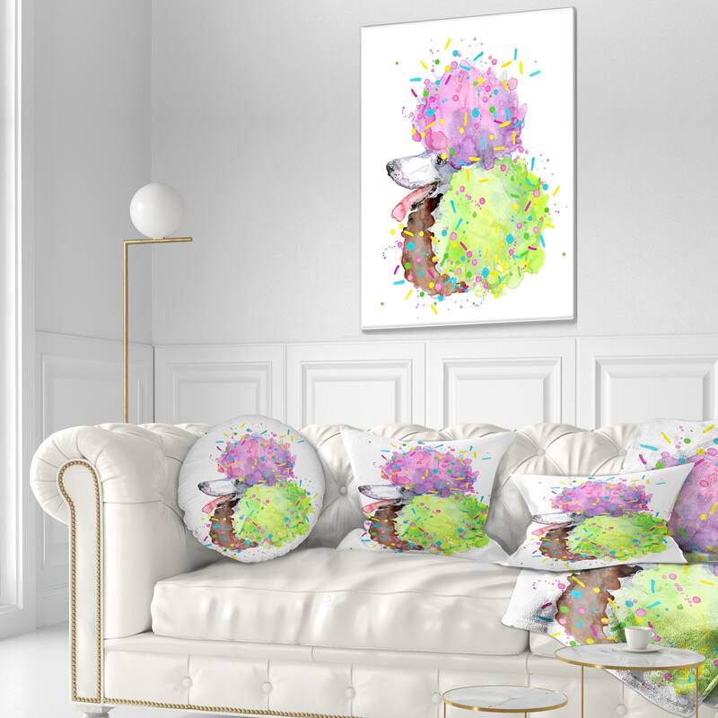 Designart 'Cute Brown Dog with Color Spheres' Contemporary Animal Throw Pillow