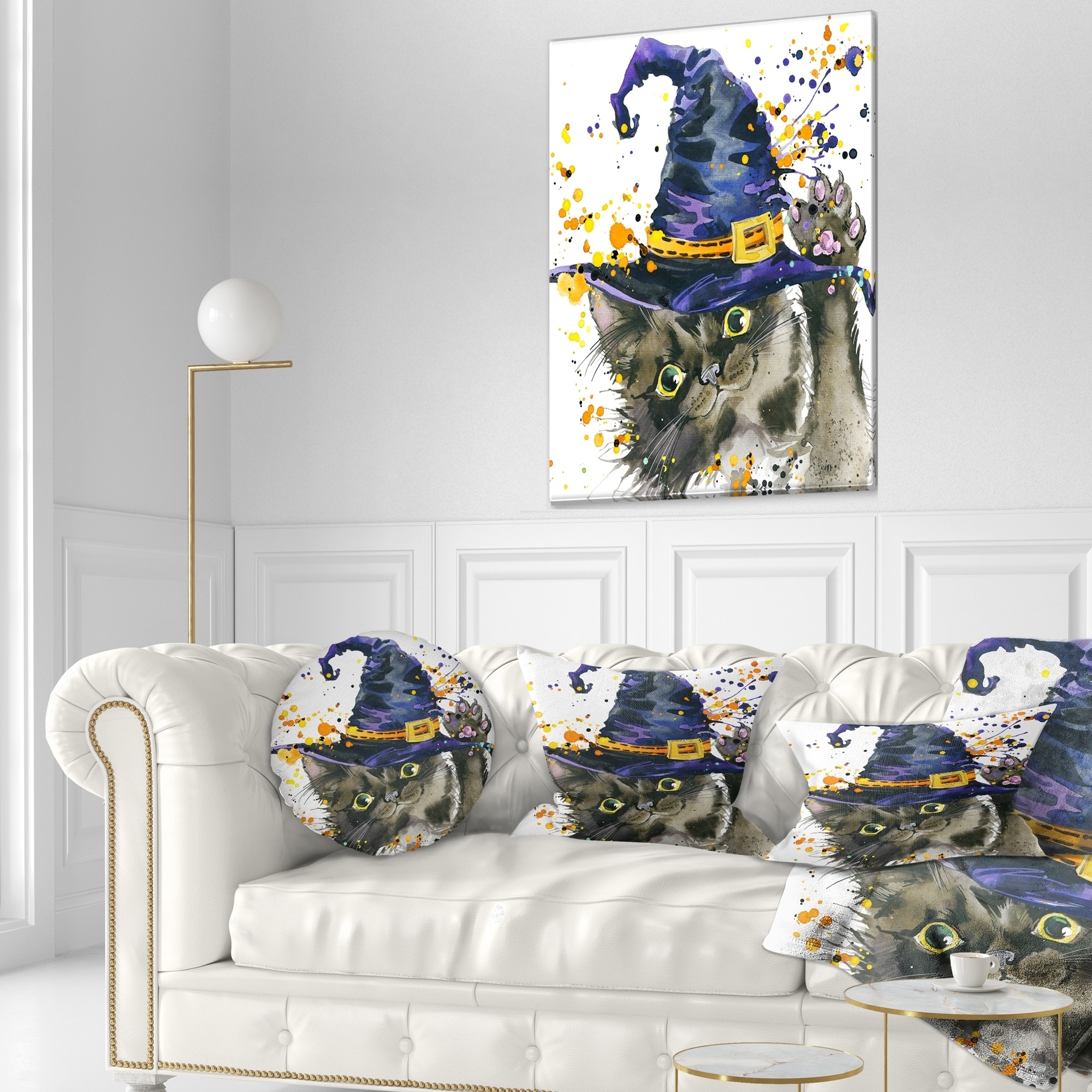 Shop Designart Halloween Cat And Witch Hat Contemporary Animal