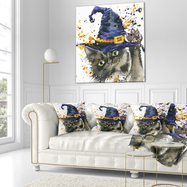 Shop Designart Halloween Cat And Witch Hat Contemporary Animal