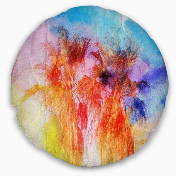 Shop Designart Colorful Retro Palm Trees Landscape Painting