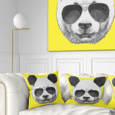 Designart 'Funny Panda with Sunglasses' Animal Throw Pillow