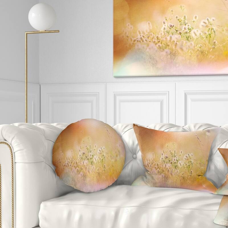 Designart 'Wild Purple Flowers on Light Background' Flower Throw Pillow - Round - 20 inches round - Large