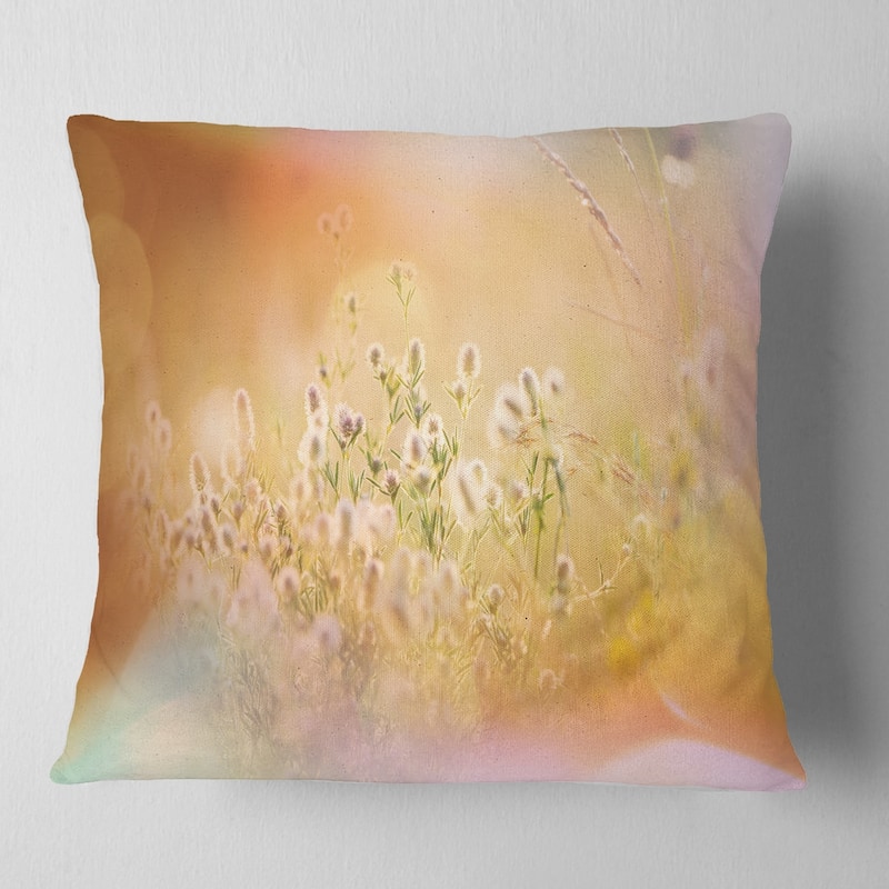 Designart 'Wild Purple Flowers on Light Background' Flower Throw Pillow - Square - 18 in. x 18 in. - Medium