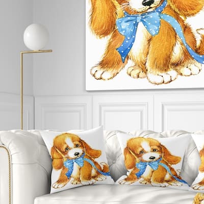 Designart 'Lovely Puppy Dog Watercolor' Contemporary Animal Throw Pillow