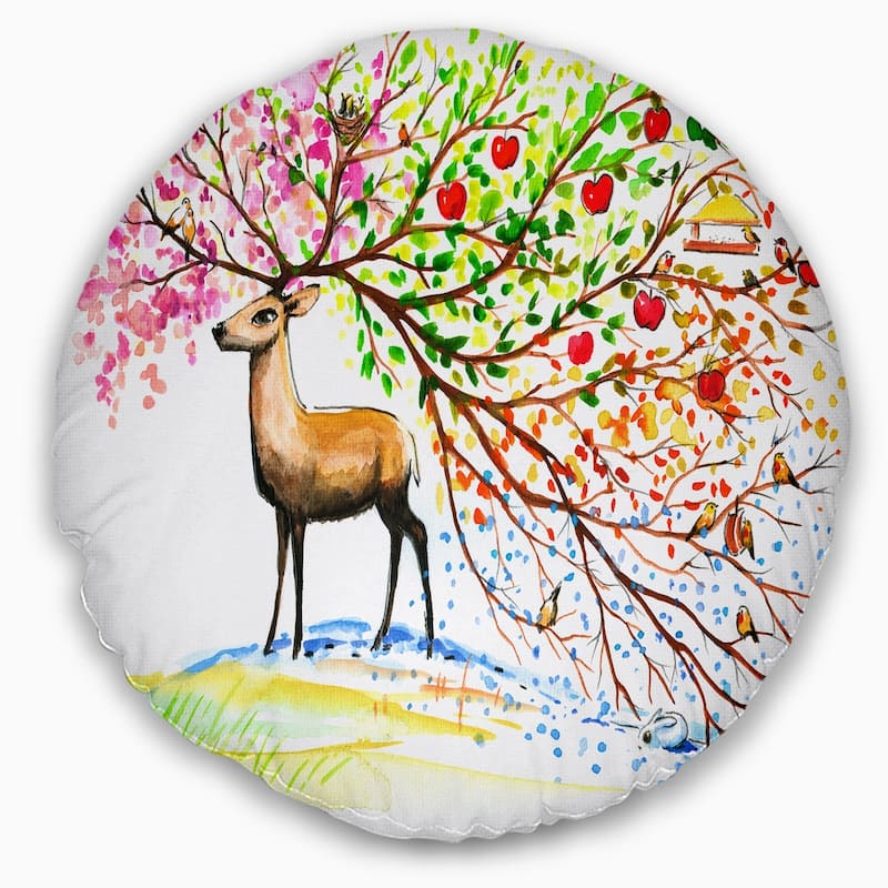 Designart 'Deer with Beautiful Horn' Abstract Throw Pillow