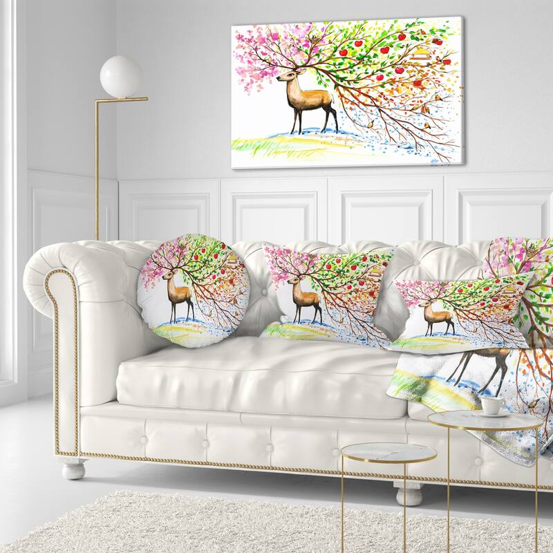 Designart 'Deer with Beautiful Horn' Abstract Throw Pillow