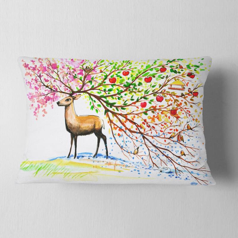 Designart 'Deer with Beautiful Horn' Abstract Throw Pillow