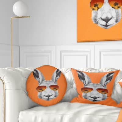 Designart 'Funny Rabbit with Sunglasses' Animal Throw Pillow