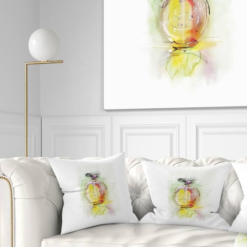 Designart 'Perfume Bottle Watercolor' Animal Throw Pillow - Square - 16 in. x 16 in. - Small