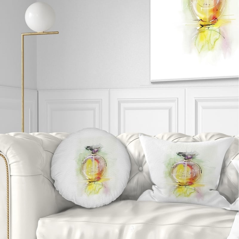 Designart 'Perfume Bottle Watercolor' Animal Throw Pillow - Rectangle - 12 in. x 20 in. - Medium