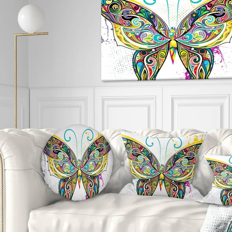 Designart 'Openwork Butterfly' Abstract Throw Pillow - Round - 16 inches round - Small