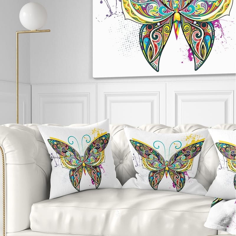 Designart 'Openwork Butterfly' Abstract Throw Pillow - Square - 16 in. x 16 in. - Small