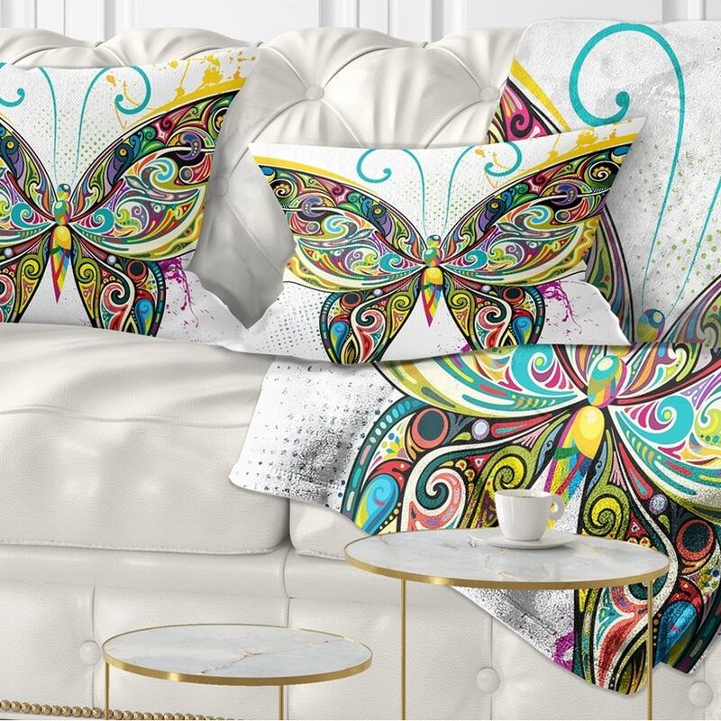 Designart 'Openwork Butterfly' Abstract Throw Pillow - Rectangle - 12 in. x 20 in. - Medium