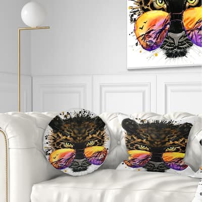 Designart 'Funny Jaguar with Sunglasses' Contemporary Animal Throw Pillow