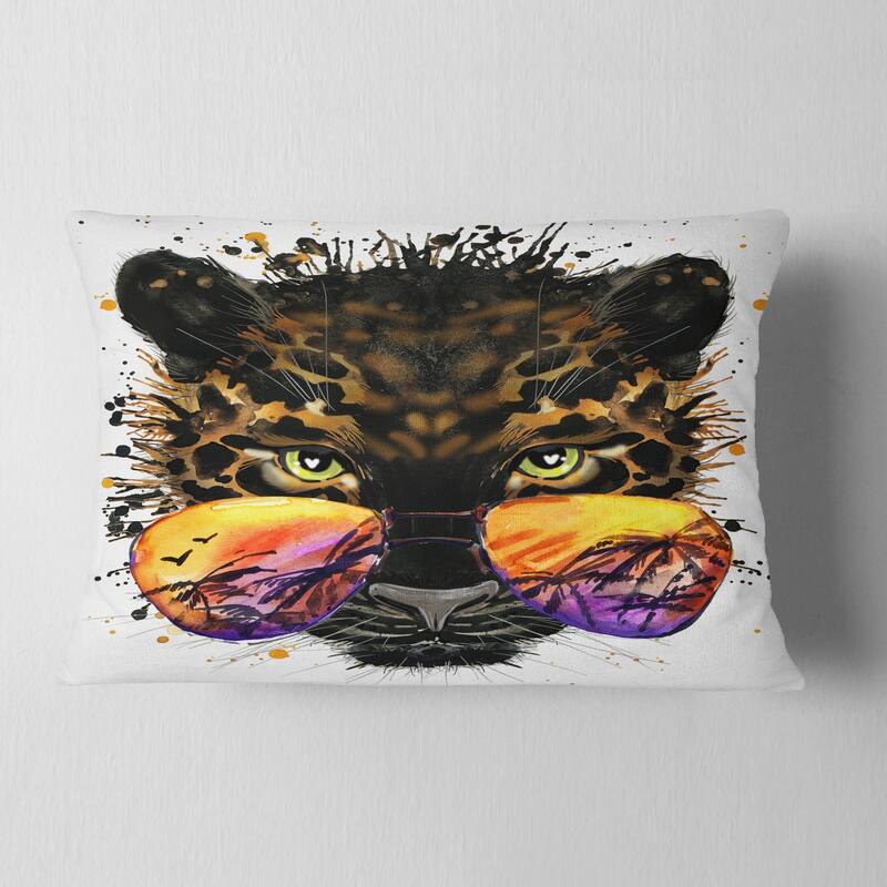 Designart 'Funny Jaguar with Sunglasses' Contemporary Animal Throw Pillow