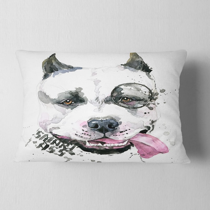 Designart 'Funny Dog with Single Lens' Contemporary Animal Throw Pillow