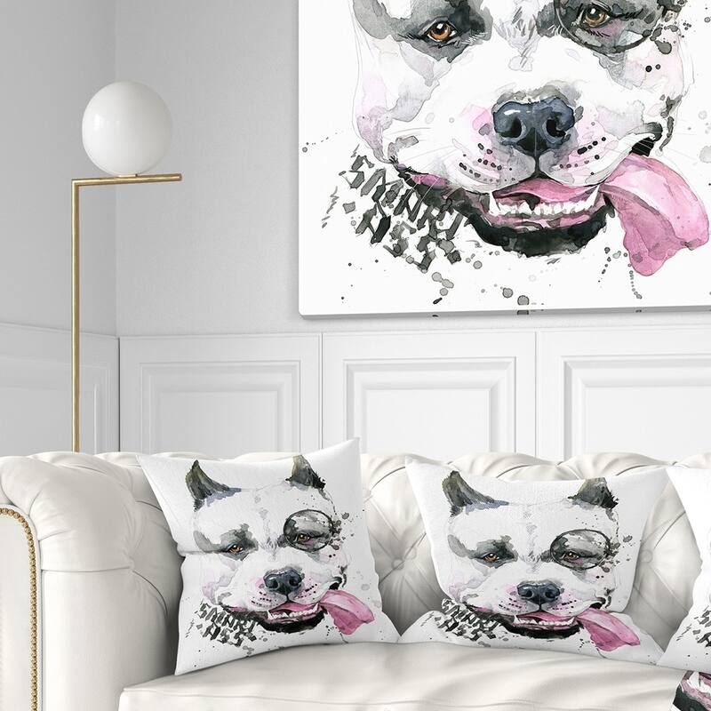 Designart 'Funny Dog with Single Lens' Contemporary Animal Throw Pillow - Square - 16 in. x 16 in. - Small