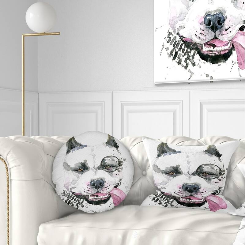 Designart 'Funny Dog with Single Lens' Contemporary Animal Throw Pillow - Rectangle - 12 in. x 20 in. - Medium