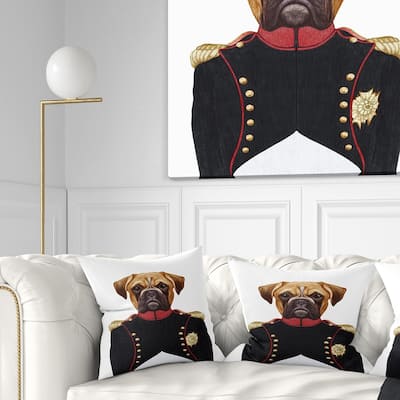Designart "Boxer Dog in Military Uniform" Animal Throw Pillow