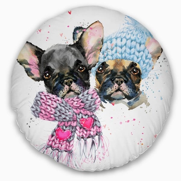 Designart Lovely Puppies With Neck Shawls Contemporary Animal Throw Pillow On Sale Overstock 20950718