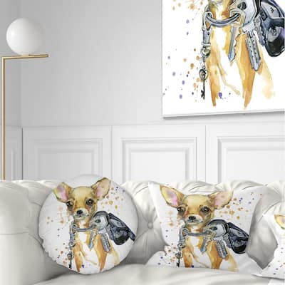 Designart 'Brown Toy Terrier Dog Watercolor' Abstract Throw Pillow