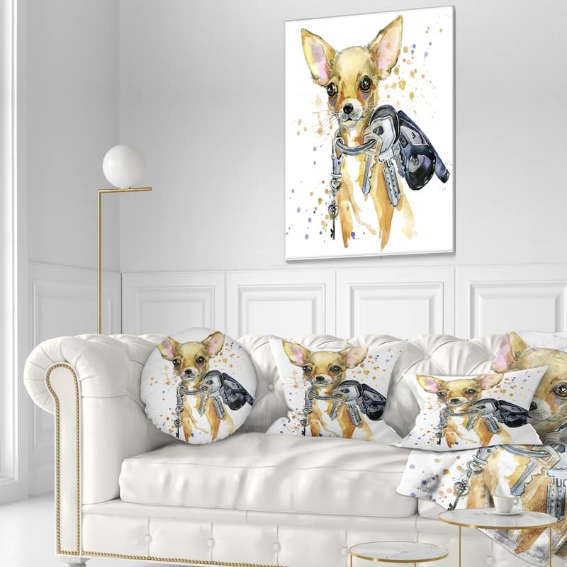 Designart 'Brown Toy Terrier Dog Watercolor' Abstract Throw Pillow