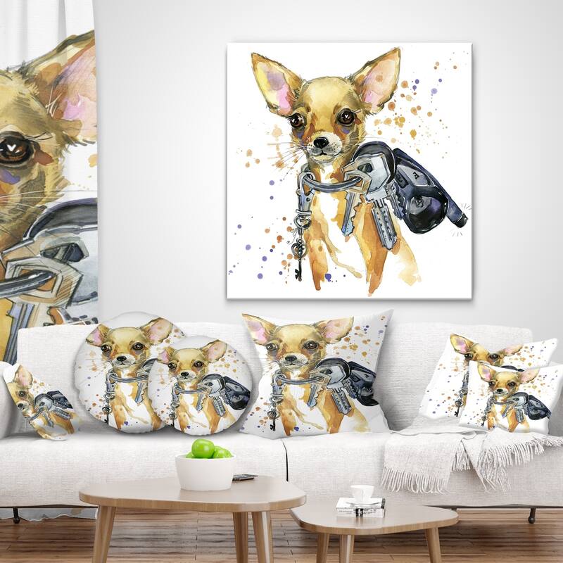 Designart 'Brown Toy Terrier Dog Watercolor' Abstract Throw Pillow