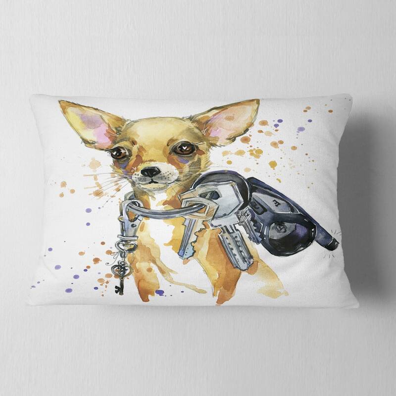 Designart 'Brown Toy Terrier Dog Watercolor' Abstract Throw Pillow