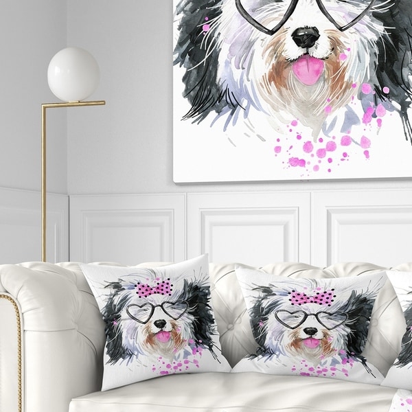 dog with glasses pillow