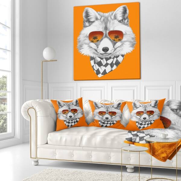 Designart Fox With Mirror And Sunglasses Contemporary Animal Throw Pillow On Sale Overstock 20950726