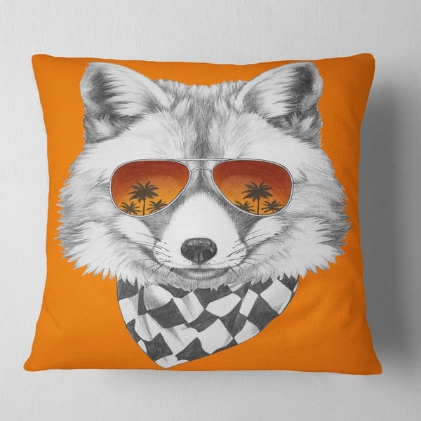 Designart Fox With Mirror And Sunglasses Contemporary Animal Throw Pillow On Sale Overstock 20950726