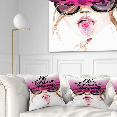 Designart 'We are Young' Modern Portrait Throw Pillow