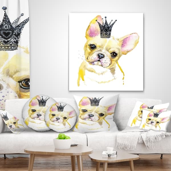 Designart French Bulldog With Black Crown Contemporary Animal Throw Pillow On Sale Overstock 20950743