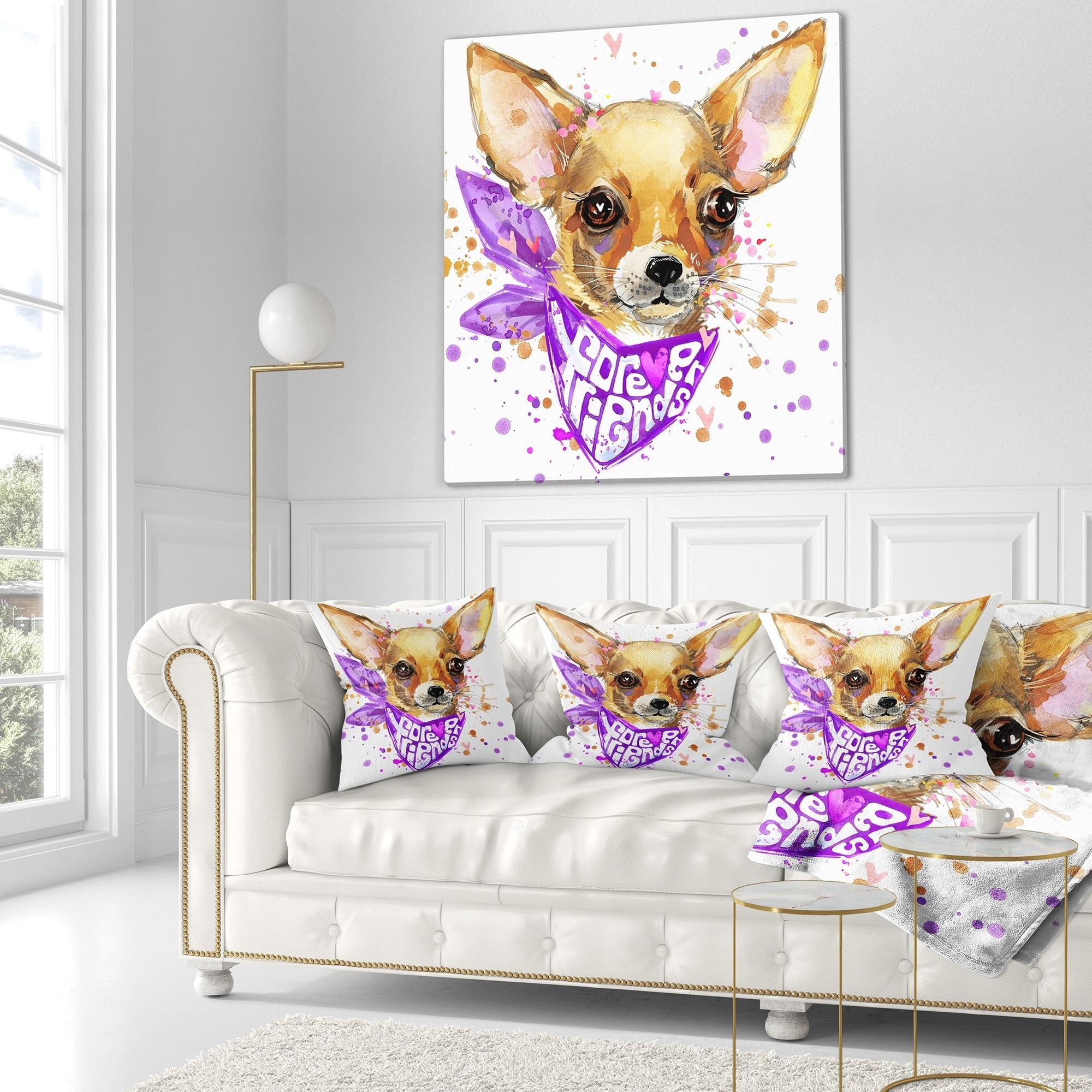 Shop For Designart Cute Puppy Dog With Neck Shawl Contemporary Animal Throw Pillow Get Free Shipping On Everything At Overstock Your Online Home Decor Outlet Store Get 5 In Rewards With Club O 20950746