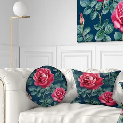 Designart 'Rose Illustration Watercolor' Floral Throw Pillow