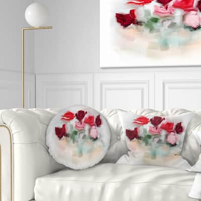 Designart 'Rose Floral Watercolor Illustration' Animal Throw Pillow