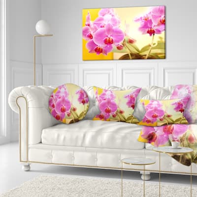 Designart 'Blooming Purple Orchid Flowers' Floral Throw Pillow