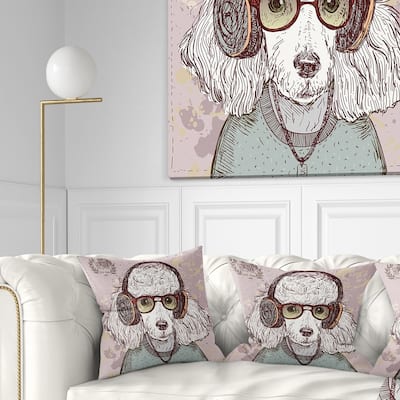 Designart 'Funny Hipster Poodle with Glasses' Contemporary Animal Throw Pillow