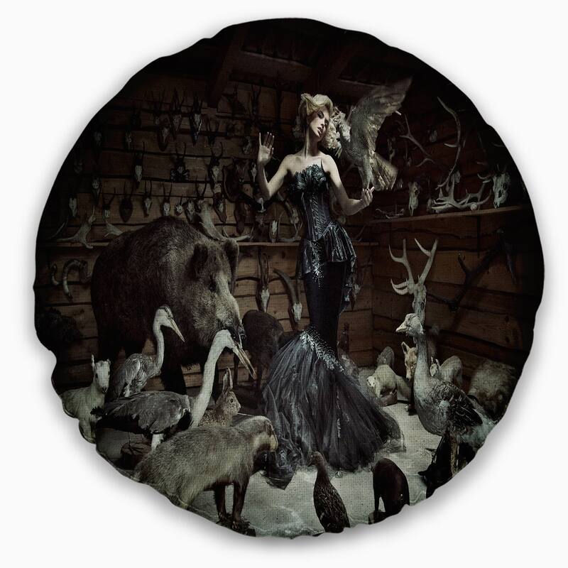 Designart 'Woman Among Wild Animals' Animal Throw Pillow