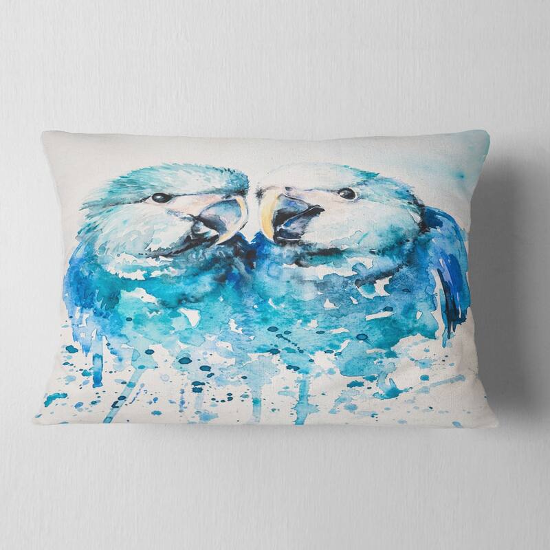 Designart 'Spix s Macaw Watercolor' Abstract Throw Pillow