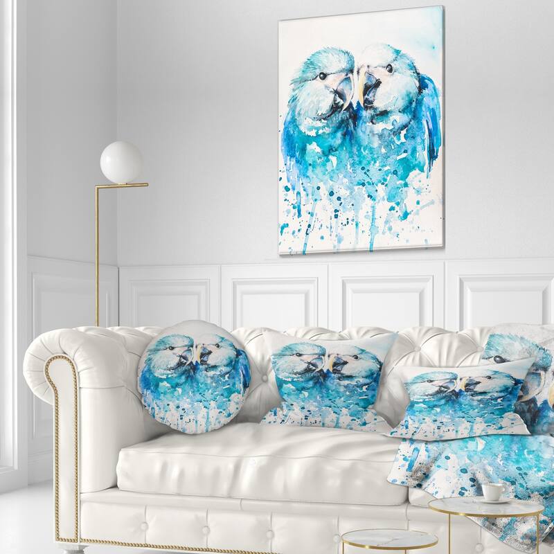 Designart 'Spix s Macaw Watercolor' Abstract Throw Pillow