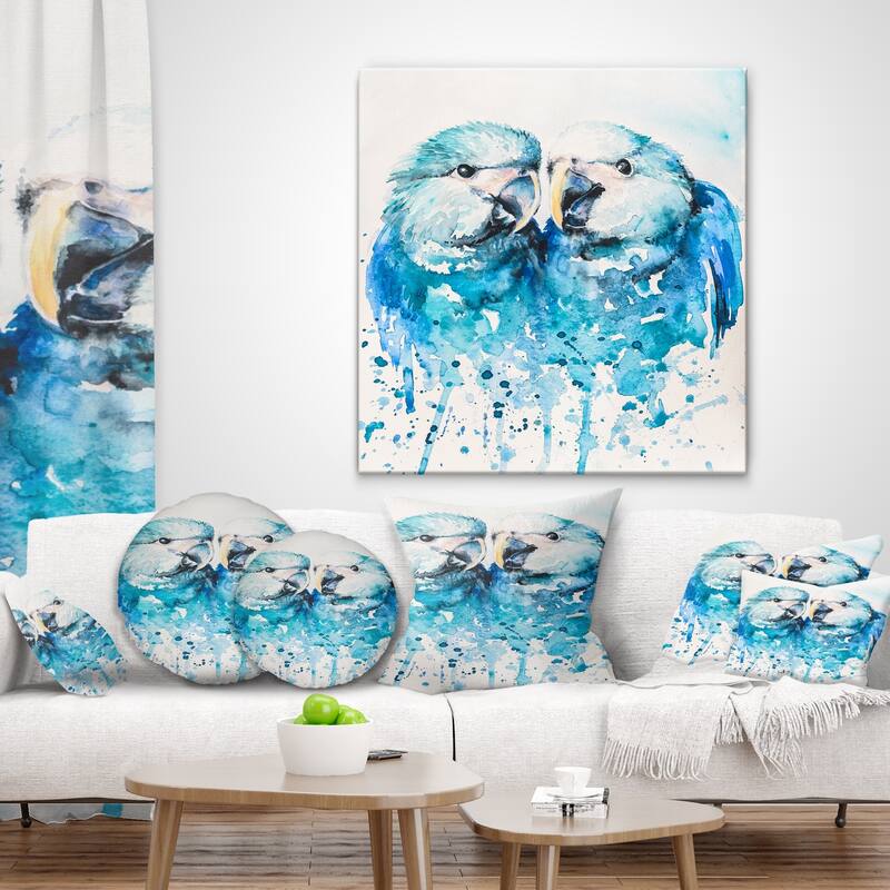 Designart 'Spix s Macaw Watercolor' Abstract Throw Pillow