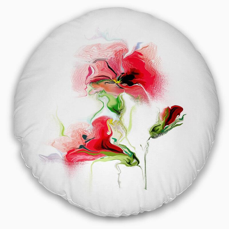 Designart 'Red Floral Watercolor Illustration' Animal Throw Pillow