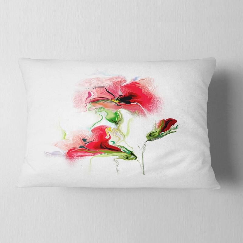 Designart 'Red Floral Watercolor Illustration' Animal Throw Pillow