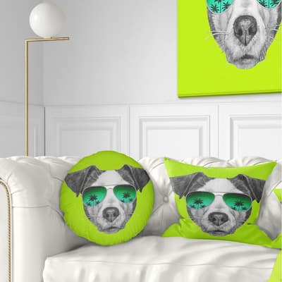 Designart 'Jack Russell in Green Glasses' Contemporary Animal Throw Pillow