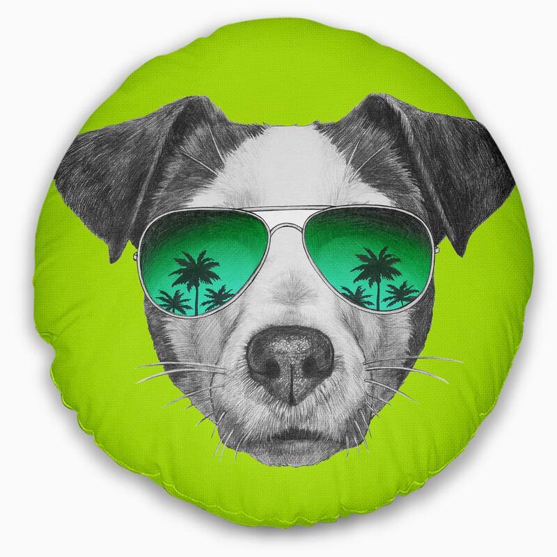 Designart 'Jack Russell in Green Glasses' Contemporary Animal Throw Pillow