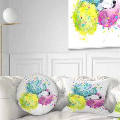 Designart 'Cute White Dog with Color Spheres' Contemporary Animal Throw Pillow