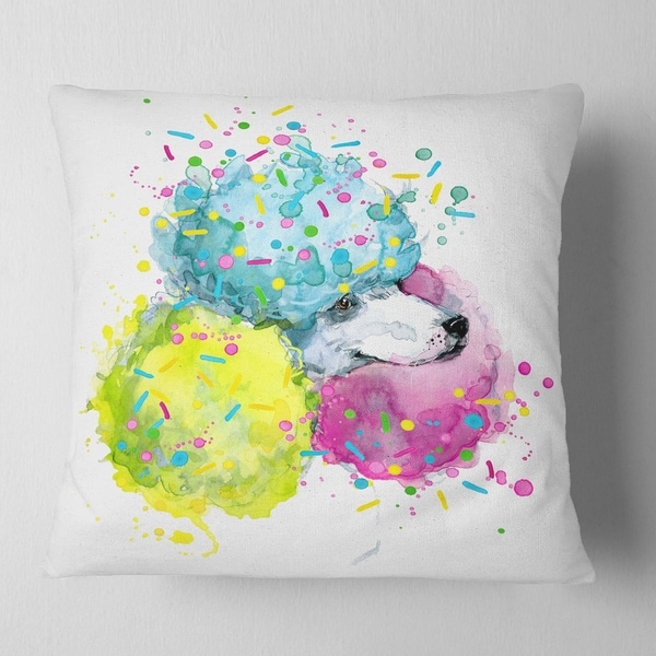 26 in Pillow Insert Designart CU13242-26-26 Cute White Dog with Color Spheres Contemporary Animal Throw Cushion Pillow Cover for Living Room Sofa Cushion Cover Printed on Both Side x 26 in